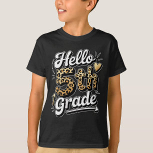 Camiseta Olá Mulheres da 5ª Quinta Série Professora de Leop