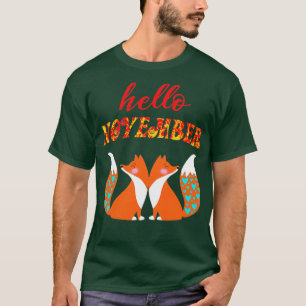 Camiseta Olá, Nadine, outono Adorável, raposas bonito