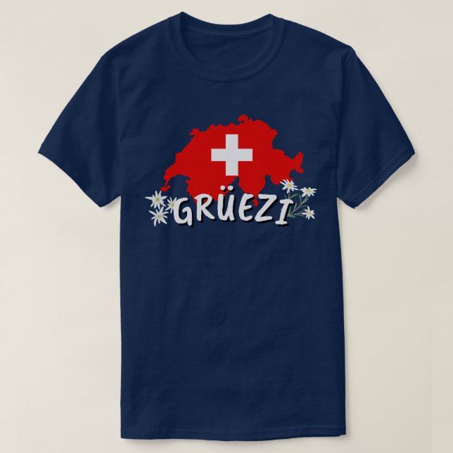 Camiseta Olá No País Suiça, Bandeira Suíça (Frente do Design)