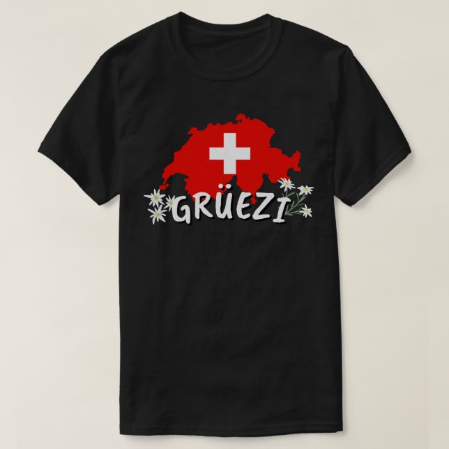 Camiseta Olá No País Suiça, Bandeira Suíça (Frente do Design)