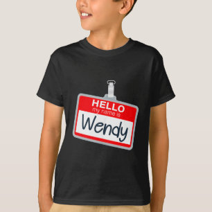 Camiseta Olá Nome É Wendy Roupa De Halloween Engraçada Nome