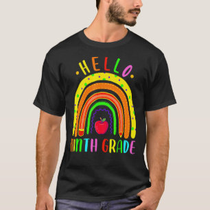 Camiseta Olá Nono Ano Primeiro Dia De Aula Arco-íris Chá