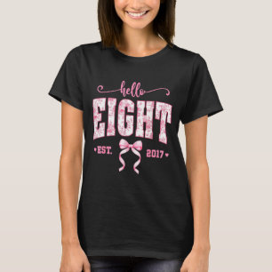 Camiseta Olá Oito Est 2017 8º Aniversário Menina Floral Coq