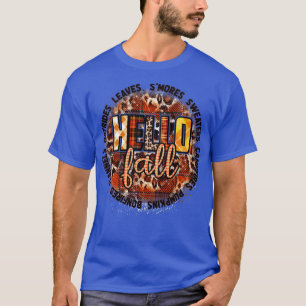 Camiseta olá outono, abóbora-leopardo, picada, frascos de o