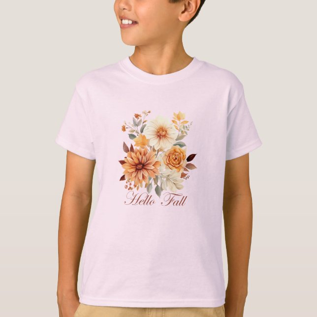 Camiseta Olá outono Castanheiras de aquarela folhas outono (Frente)