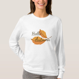Camiseta Olá Outono - Coleção de Folhagem de Outono Vibrant