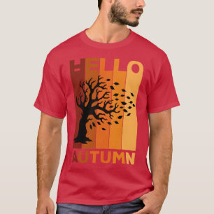 Camiseta Olá Outono Design Retro Vintage para amantes do Ou