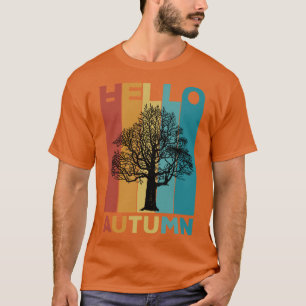Camiseta Olá Outono Design Retro Vintage para amantes do Ou