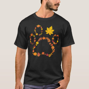 Camiseta Olá Outono Folha de Outono Cachorro Gato Impressã