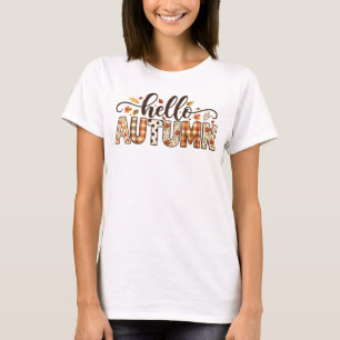 Camiseta Olá Outono Grafia Minimalista Amantes do Outono