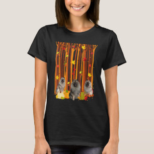 Camiseta Olá Outono Keeshonds Folha de Bordo Outono Abóbora
