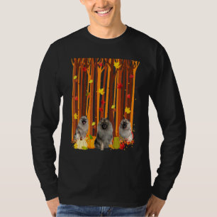 Camiseta Olá Outono Keeshonds Folha de Bordo Outono Abóbora