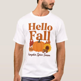 Camiseta Olá Outono Temporada de Abóbora e Especiarias | C