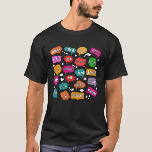 Camiseta Olá Palavra em Diferentes Idiomas do Professor