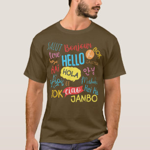 Camiseta Olá Palavra Em Idiomas Diferentes Viagem Viagem T