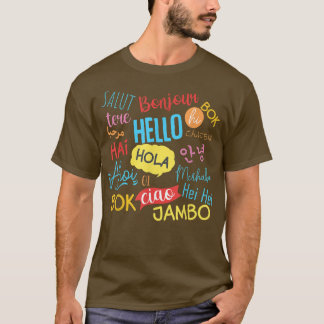 Camiseta Olá Palavra Em Idiomas Diferentes Viagem Viagem T