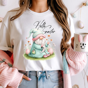 Camiseta Olá, Páscoa Gnome Tee, Páscoa de Cozy Wildflower