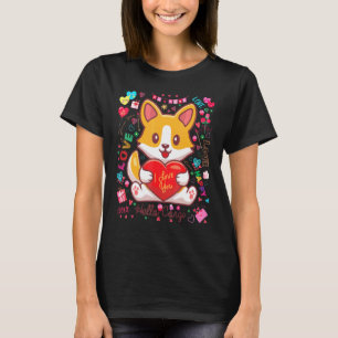 Camiseta Olá Pembroke Welsh Corgi Notas de Amor Dia dos Nam