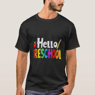 Camiseta Olá Pré Escola Apple Lápis Pré K Volta às Aulas