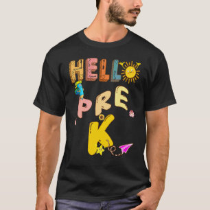 Camiseta Olá Pré K Aqui Vou Eu Professor De Esl História En