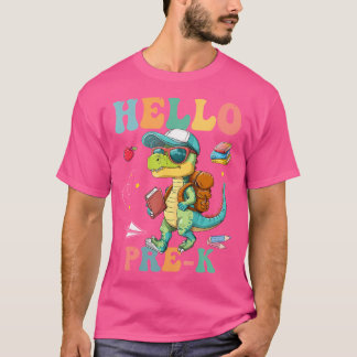 Camiseta Olá, Pré K, De Volta Para O Rapaz De Dinossauros D
