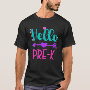 Camiseta Olá Pré K Leopard Pencil De Volta À Escola