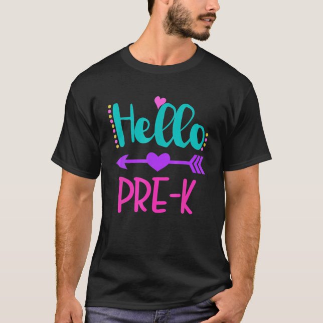 Camiseta Olá Pré K Leopard Pencil De Volta À Escola (Frente)