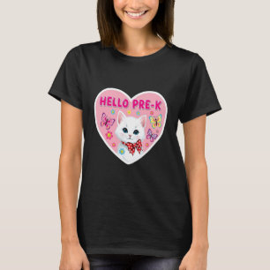 Camiseta Olá Pré-K Pré K PréK Menina Gatinho Gato Fofo Cost
