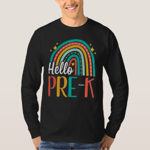 Camiseta Olá Pre K Rainbow para Professores Raparigas Estud