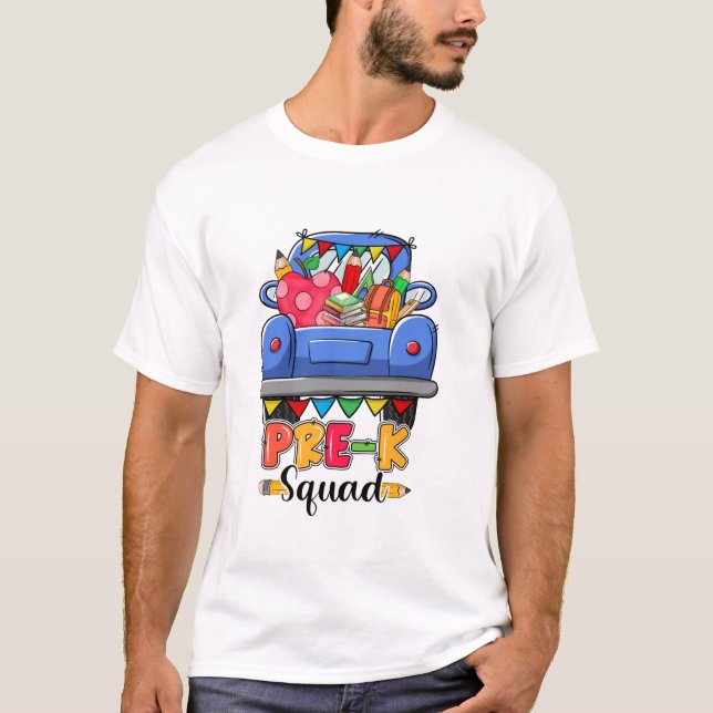Camiseta Olá Pré K Squad Cute Caminhão De Volta Ao Ensino (Frente)