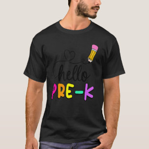Camiseta Olá Pré K Volta às Aulas Professor Criança Aluno C