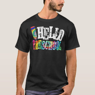 Camiseta Olá Preschool Tie Dye De Volta Para As Meninas Da