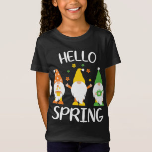 Camiseta Olá, Primavera Gráfico dos Gnomos Coloridos Corati