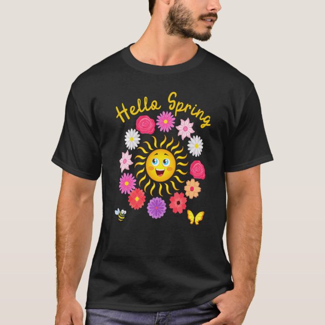 Camiseta Olá Primavera Sun Flower Women Dia de as mães (Frente)