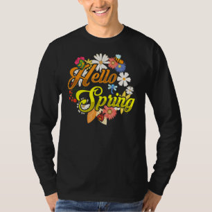 Camiseta Olá Primavera Sunny Sun Flower Dia de as mães