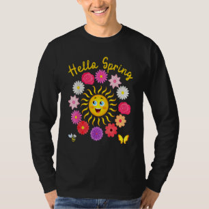 Camiseta Olá Primavera Sunny Sun Flower Women Páscoa Mãe