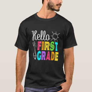 Camiseta Olá Primeira Série De Volta à Escola Homens Mulher