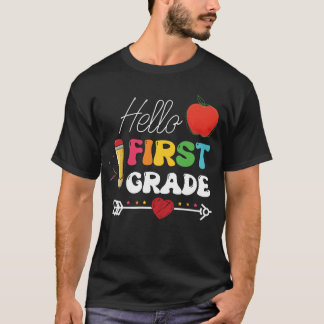 Camiseta Olá Primeiro Ano Coração Maçã