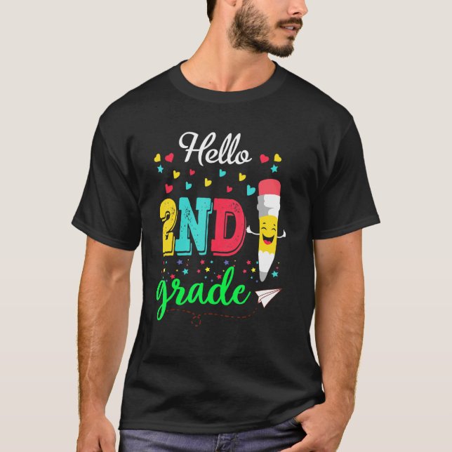 Camiseta Olá Primeiro Grau Feliz Primeiro Dia Da Escola Amá (Frente)