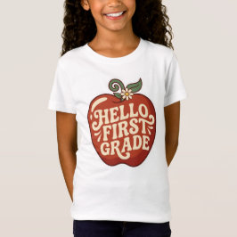 Camiseta Olá Primeiro Grau Retro Maçã Volta às Aulas