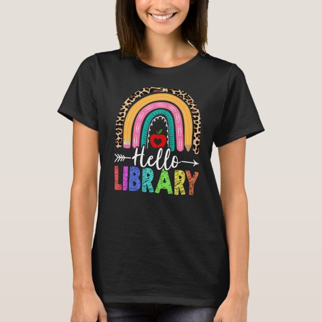 Camiseta Olá Professor De Biblioteca Rainbow Leopard De Vol (Frente)