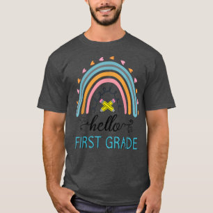 Camiseta olá, professor do 1º ano da rua, no 1º dia da chuv