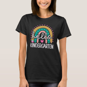 Camiseta Olá Professor do Jardim Infantil Rainbow Kinder De
