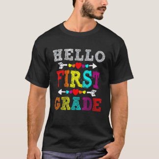 Camiseta Olá Professora da Primeira Série Arco-íris Criança