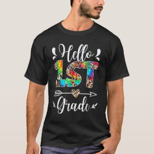 Camiseta Olá Professora do Primeiro Ano Estampa de Leopardo
