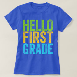 Camiseta Olá Professora do Primeiro Ano Laço de Lápis Coque