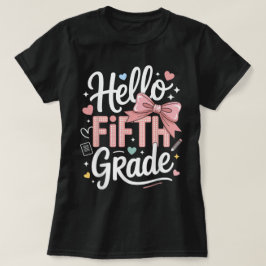 Camiseta Olá Professora do Primeiro Ano Laço de Lápis Coque