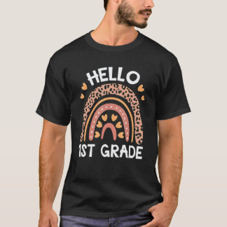 Camiseta Olá Professores Arco-íris da 1ª Série Crianças de