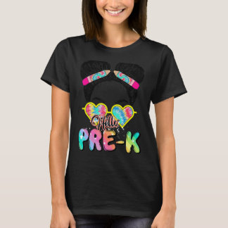 Camiseta Olá Professores de Pré-Escola Messy Bun Crianças V