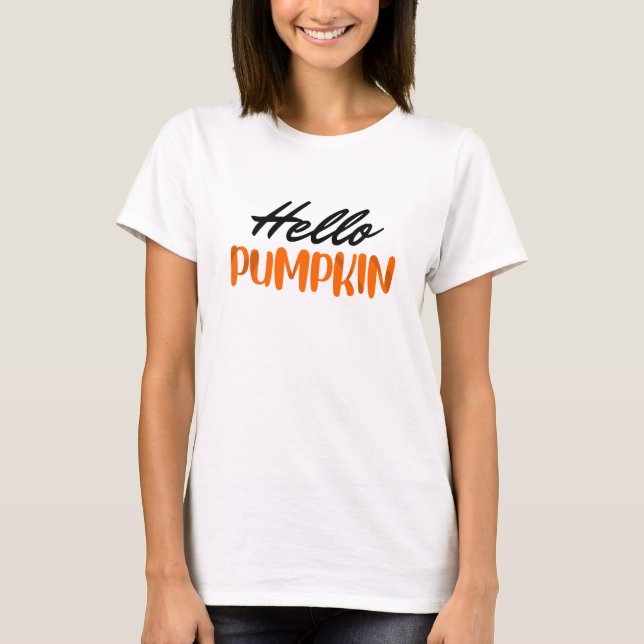 Camiseta Olá, Pumpkin Fall Season, outono (Frente)